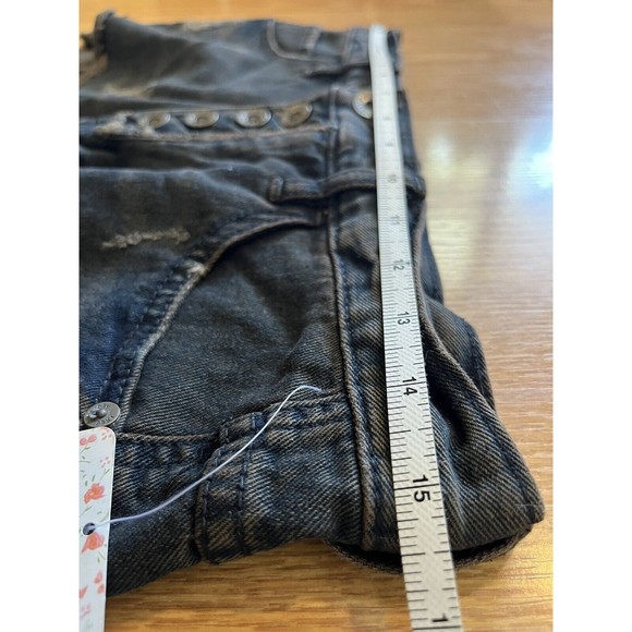 NWT Free People Dark Wash Runaway Slouch Button Fly Cut Off Denim Shorts… - Picture 8 of 12
